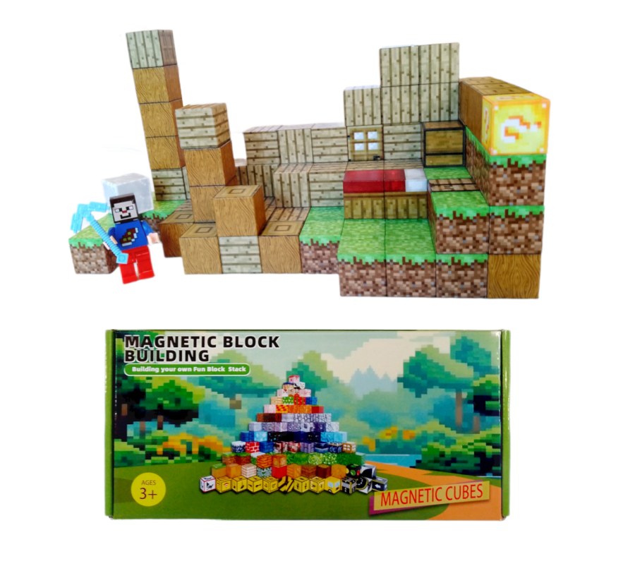 Magnetická stavebnice Minecraft Domeček s postavičkou 101ks - Magnetické stavebnice